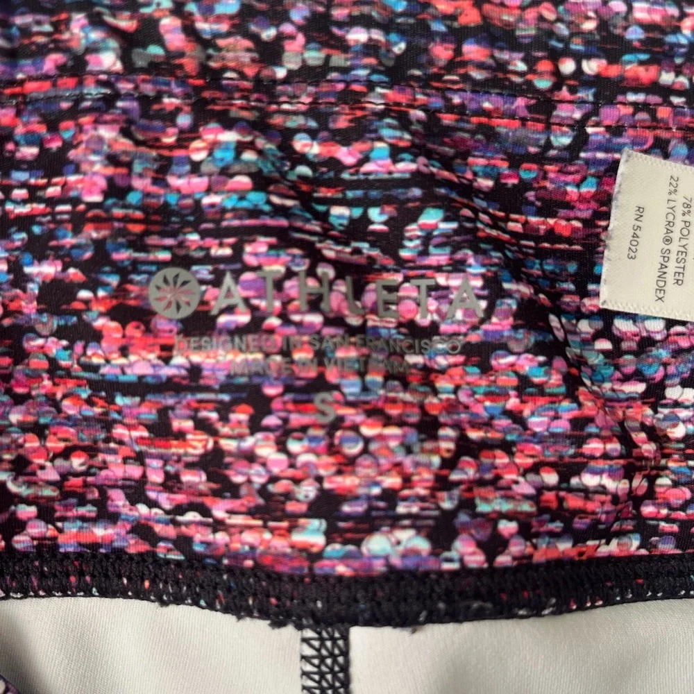 Athleta Womens Small Purple Pink Red‎ Geometric Print Ankle Leggings Pockets